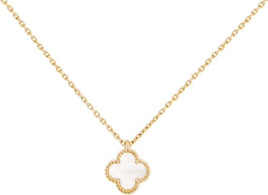 Four Leaf Clover Necklace – 18K Gold - White Zircon